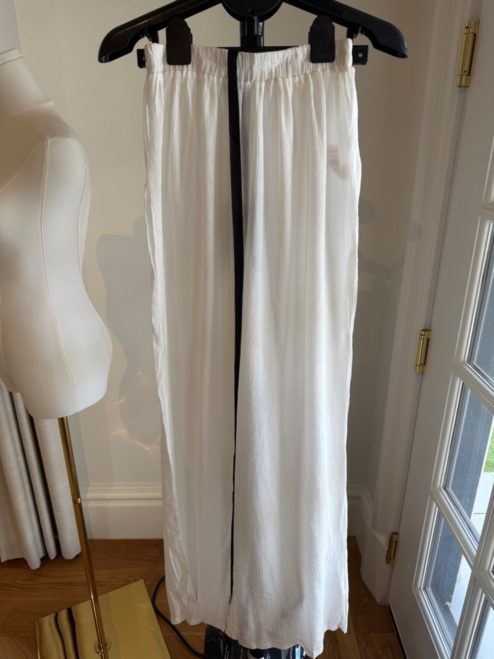 PrettyLittleThing Ecru Wide Leg Beach Floaty Trousers